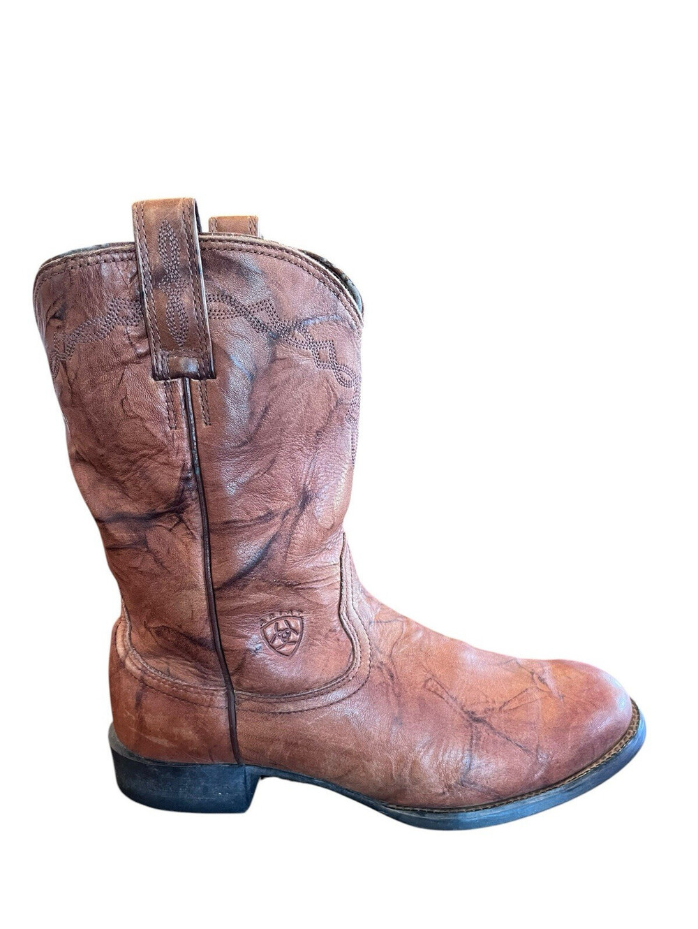 Ariat Western Boots Mens SZ 8.5EE Heritage marbled Leather R Toe Roper 1876.32